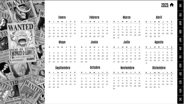 Calendario One Piece 2025(Inglés)